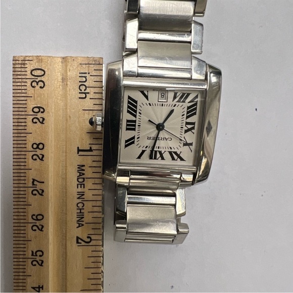 CARTIER TANK FRANCAISE AUTOMATIC STAINLESS STEEL 28mm WATCH - Picture 11 of 13